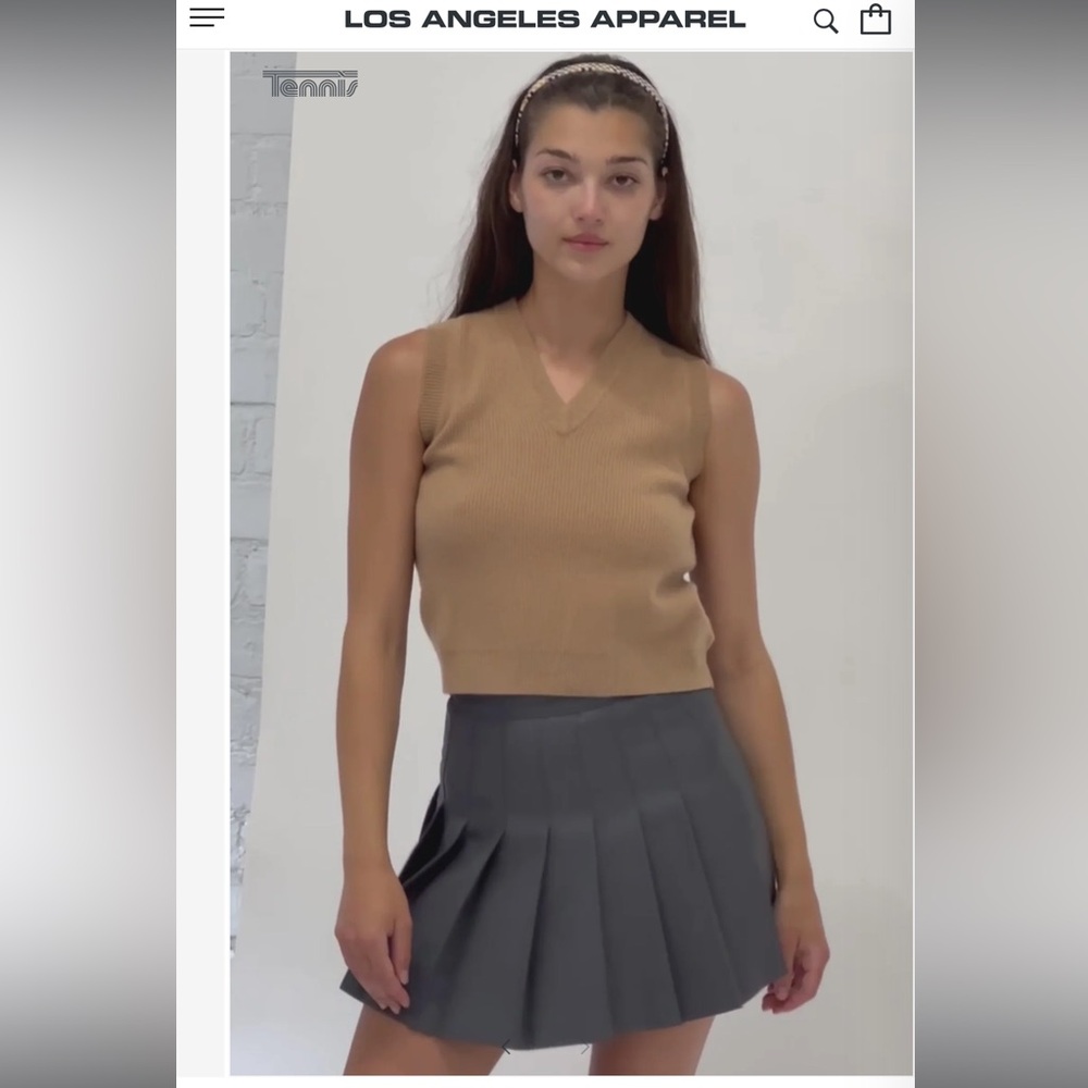 LA APPAREL MINI GRAY SLIT SKIRT